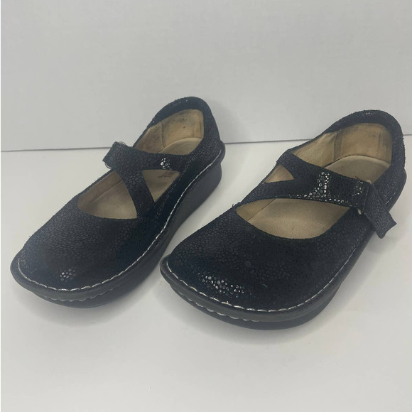 Alegria Dayna 561 Black Dottie Mary Jane Shiny Platform Wedge Platform Women’s 9 - Picture 3 of 10